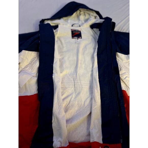 Speedo America Flag Windbreaker Jacket Red, White, and Blue Hooded Size Large - Picture 5 of 11